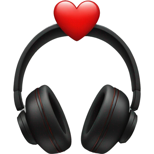 Black headphones with a red heart emoji