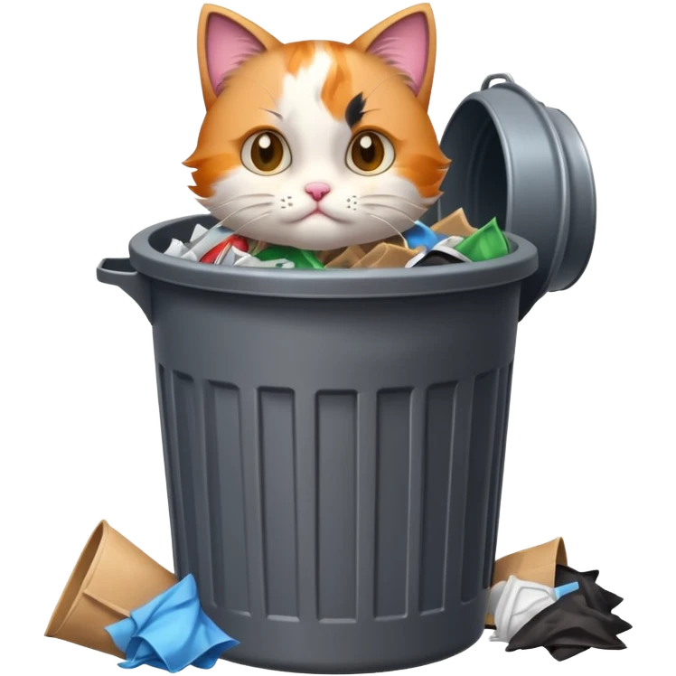 Kitty in a trash can emoji