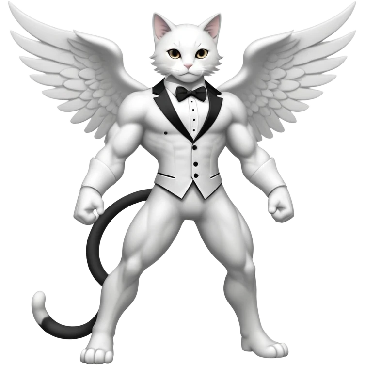 Divine god angel Omni Black and white Super muscular Buff sigma Gigachad cat full body tuxedo colored  emoji