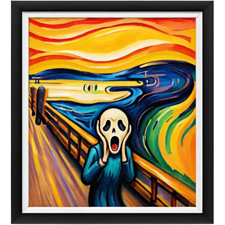 the scream in painting frame
















 emoji