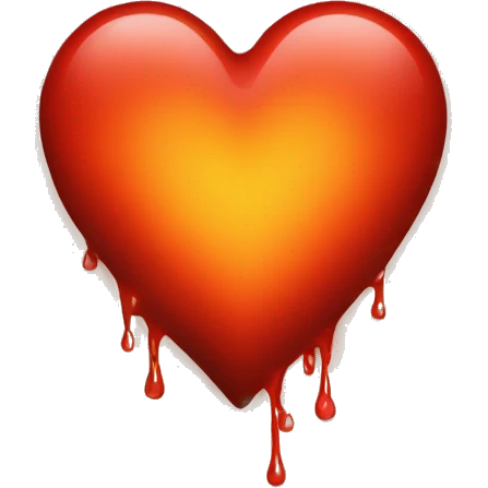 bleeding red heart shape glowing red-orange emoji