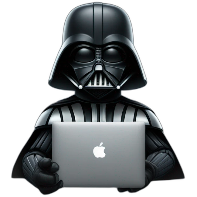 Dark vader holding a beer and a macbook emoji