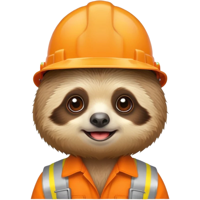 cute baby sloth head, orange hard hat, no body emoji