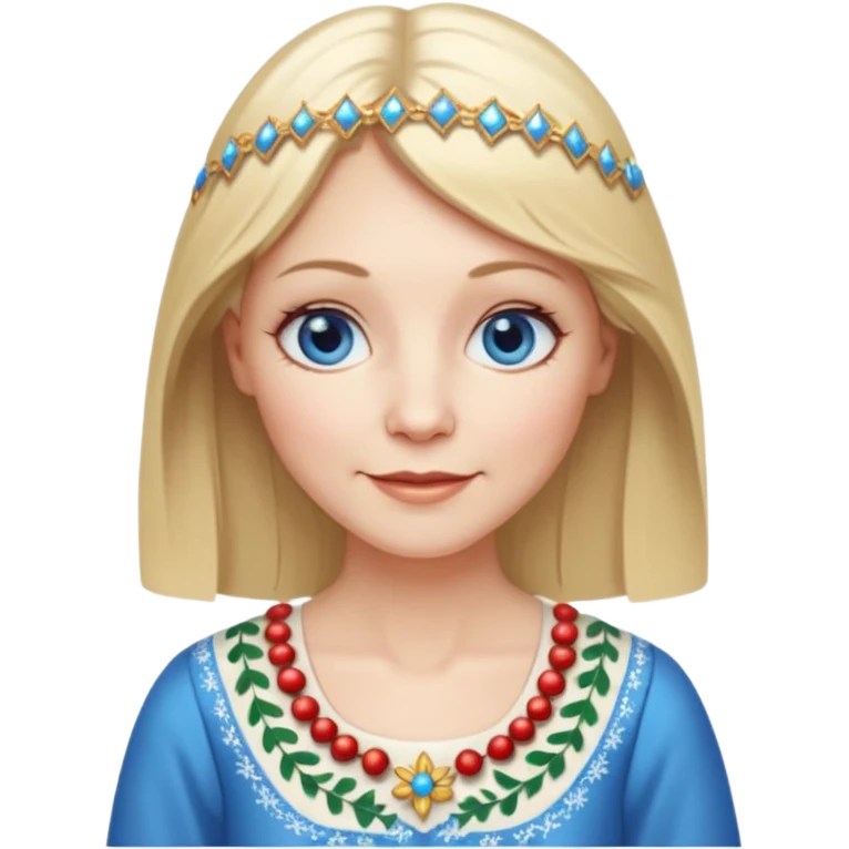 50 yr old white woman, hippie parted very long hair, short bangs, very long straight blond hair, oval face, small smile, blue eyes, thin face, hair downback, hair parted at center of head, round cheeks, pale, longer hair, white christmas dress emoji