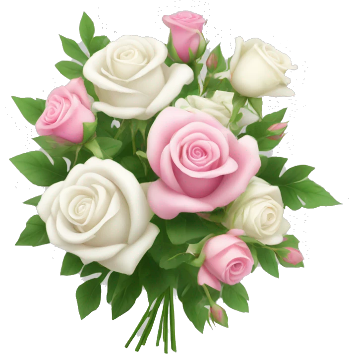 flower bouquet roses white and pink with greenery emoji
