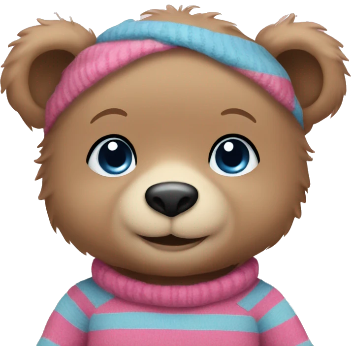 baby bear waering pink and blue stripe sweater emoji