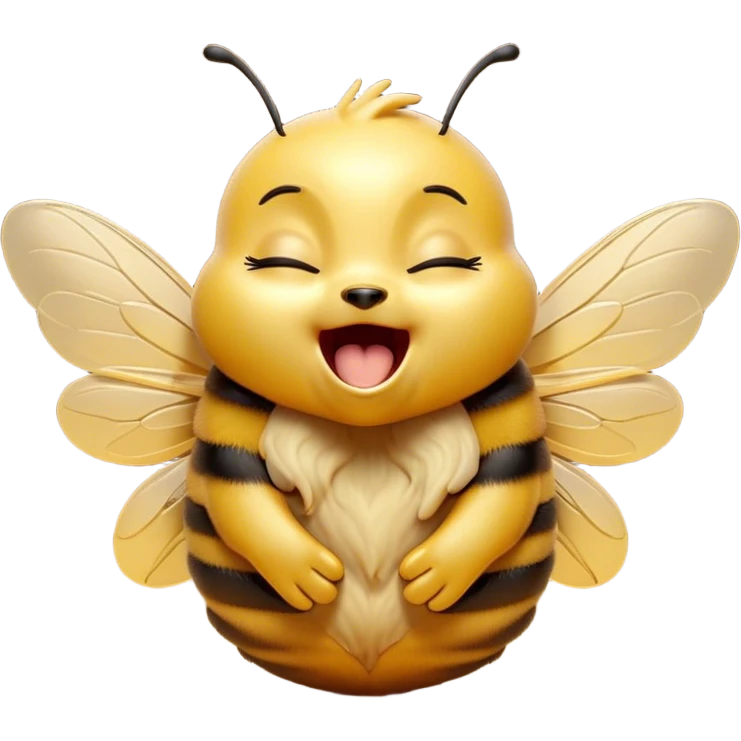 Cinematic Adorable Yawning Bee Portrait Emoji, Head tilted slightly with a dramatic, wide-open yawn, showcasing a tiny, fuzzy body with gently drooping wings and sleepy, half-closed eyes, Simplified yet irresistibly cute features, highly detailed, glowing with a soft, cozy golden glow, high shine, relaxed yet expressive, stylized with a dash of whimsical honey charm, soft glowing outline, capturing the essence of a drowsy bee that appears ready to stretch out for a nap! emoji