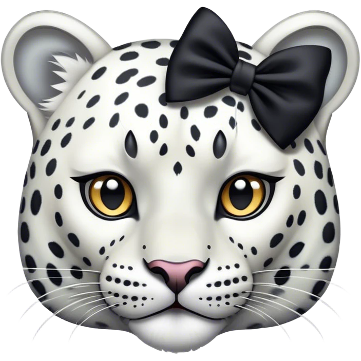 White leopard head with black bow emoji