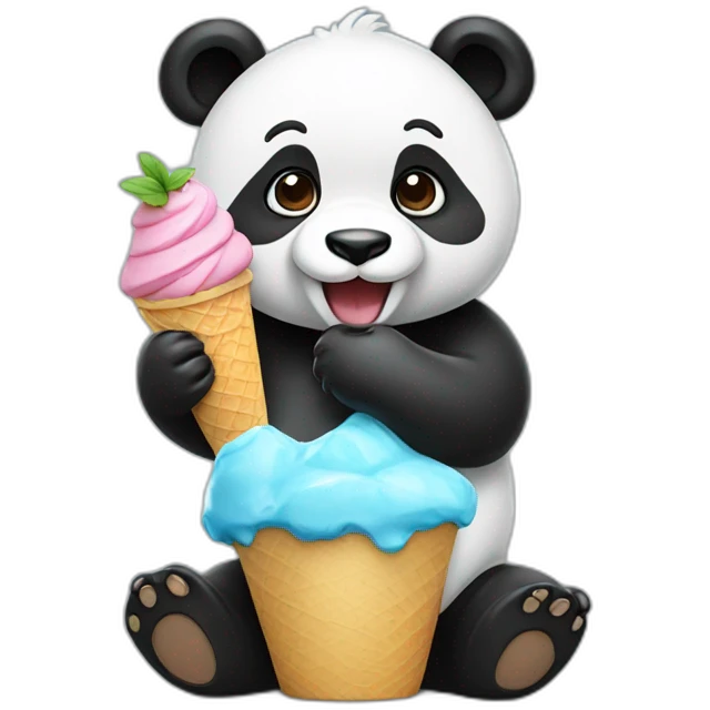 Panda eating ice cream emoji