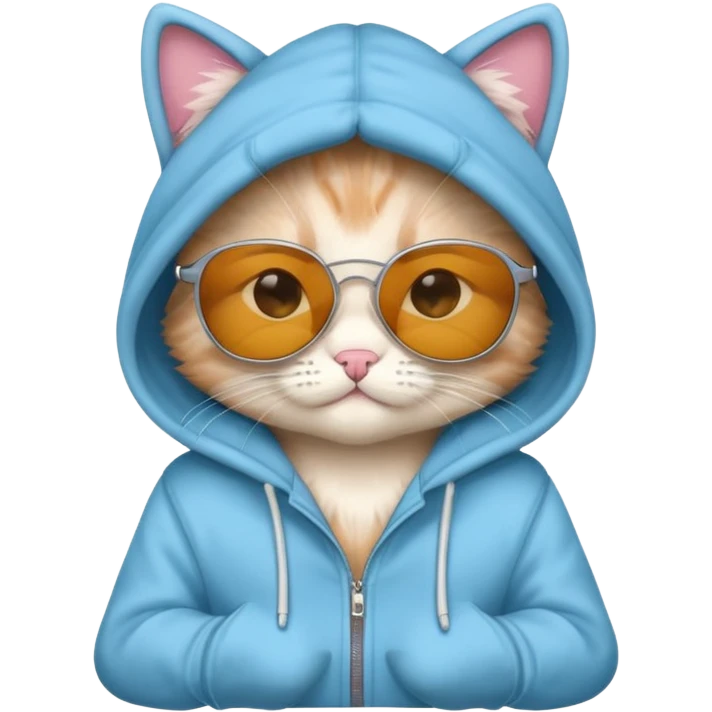 Kitten wearing hoodie with sunglasses emoji