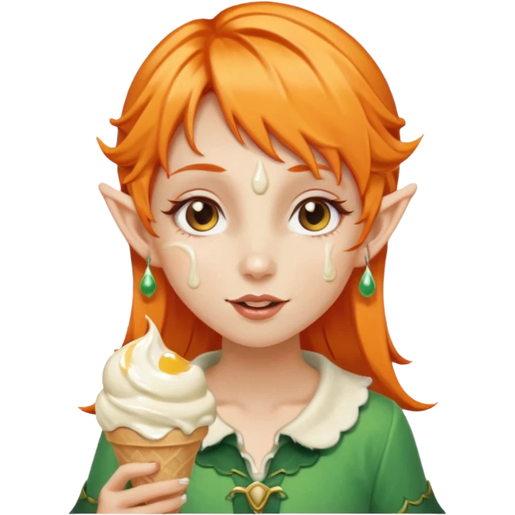 
a girl elf in orange hair with vanilla ice cream




 emoji