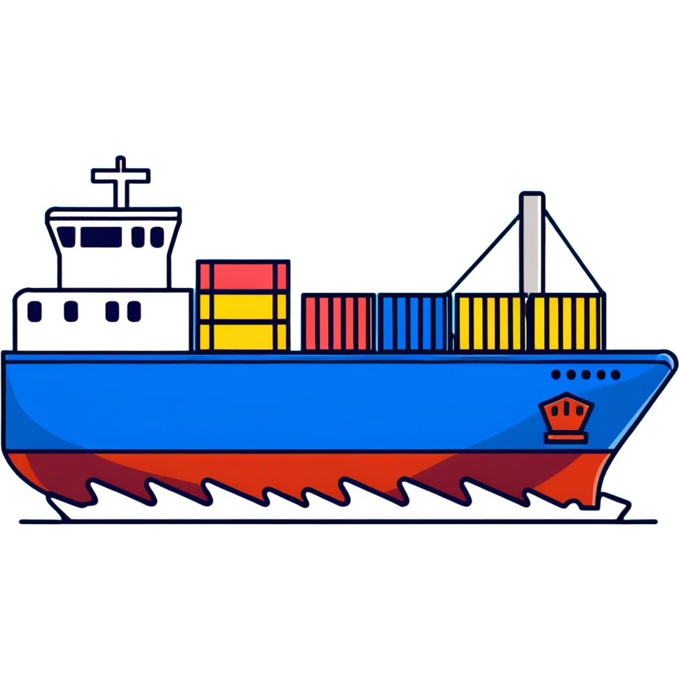 Cargo container ship in ocean emoji