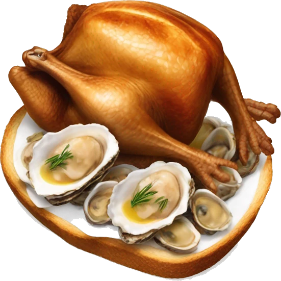Turkey with Burnt dark toast and oysters emoji