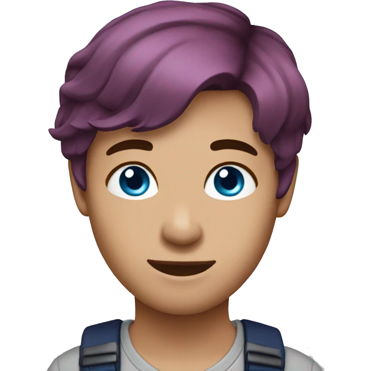 Plum hair with blue eyes emoji