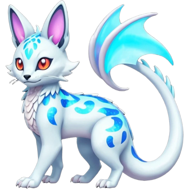 Neon Vibrant Pulsating Trail-glowing Chromatic Trico-Serval-Absol-Salamence-Silvally-Dragon-Snake-fusion-hybrid emoji