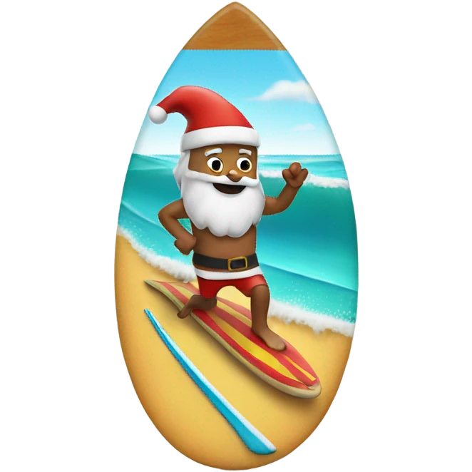 santa on a surfboard emoji