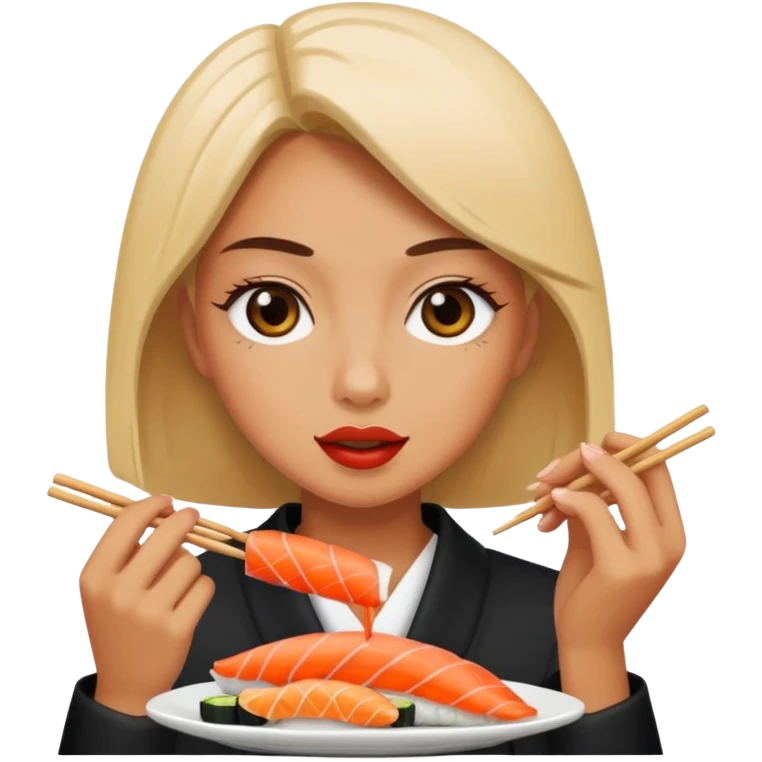 Девушка ест суши  emoji