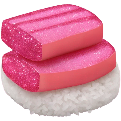 Pink sushi with rice and glitter emoji