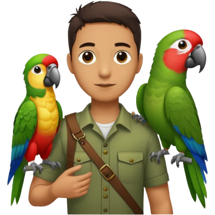 Walker + parrot on shoulder, Pet Walkers, Full body emoji
