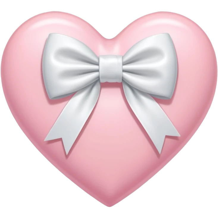 pastel pink heart with white ribbon bow tied around it emoji