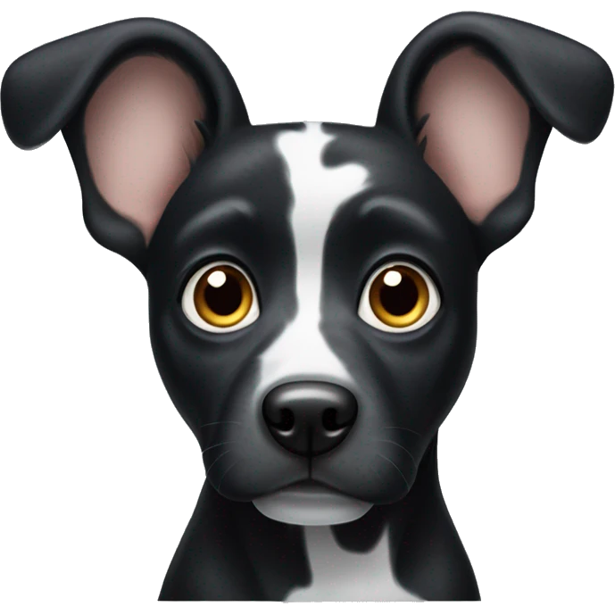 Black dog with white spots and big ears  emoji