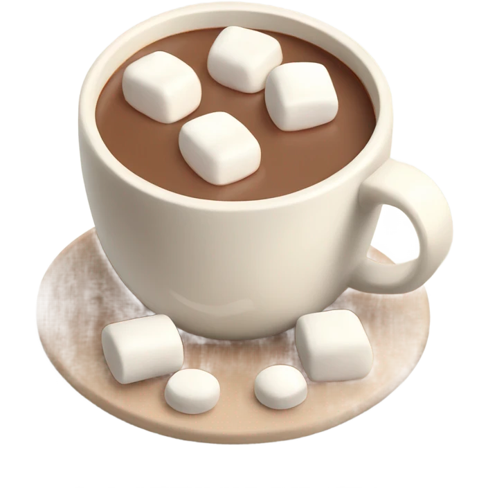 Light beige mug of hot chocolate with marshmallows  emoji