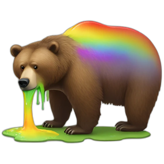 Grizzly puking rainbow emoji