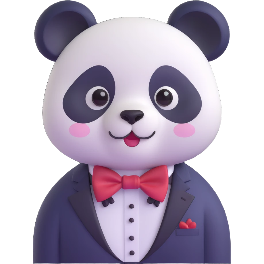 panda face wearing a bow tie emoji