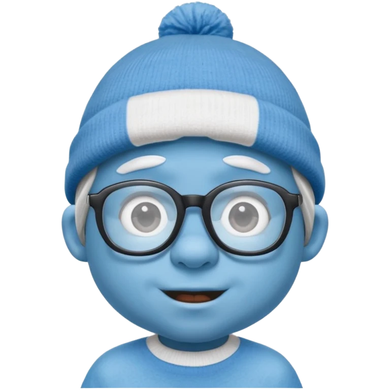 smurf with glasses white beanie emoji