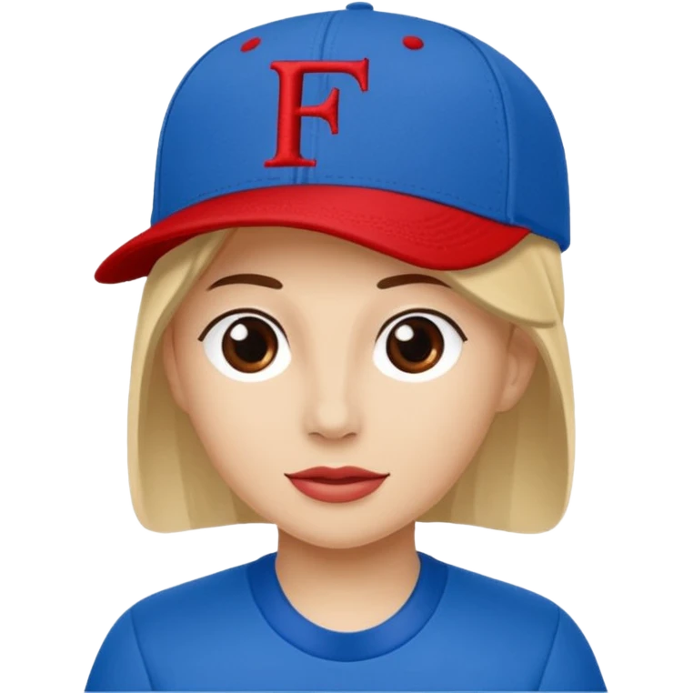 baseball cap with PW letters blue (#00A3E0) and red (#F9423A) emoji
