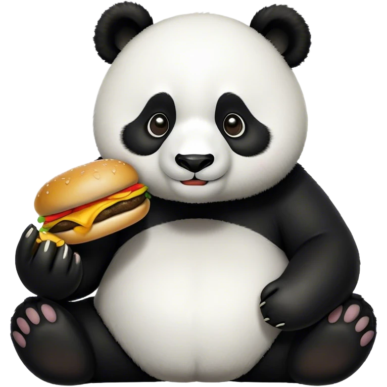 Panda eating cheeseburger  emoji