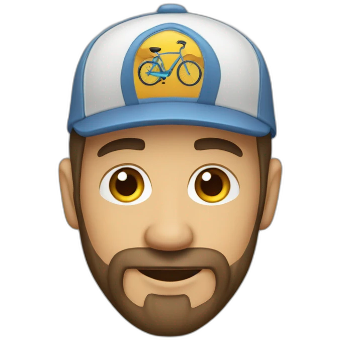 hombre gordo con gorra con bicicleta y castillo emoji