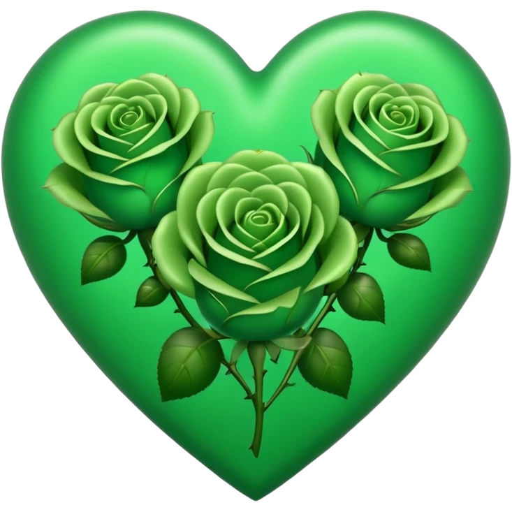 Green Heart with Little 3 green Roses around emoji