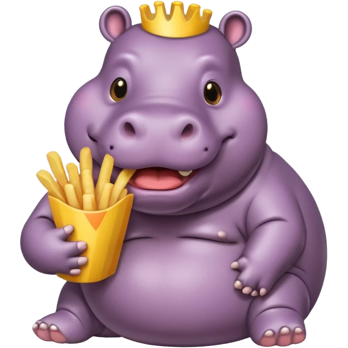 Hippo eating french fries emoji