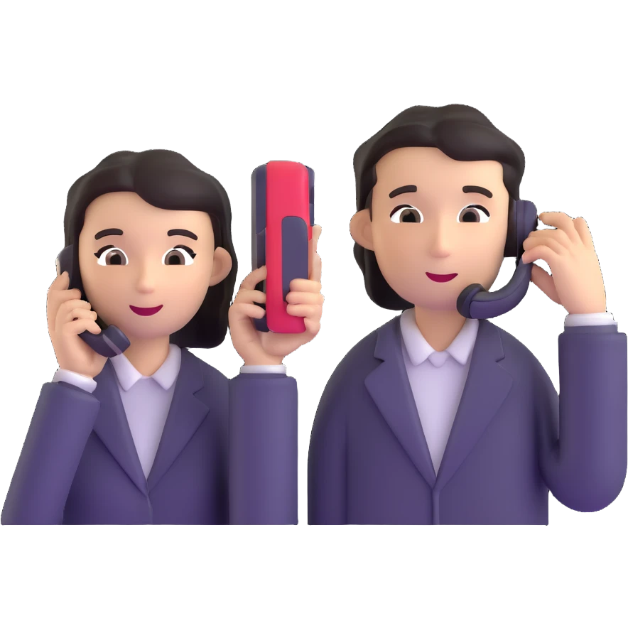 Two people communicating by phone as message not as phone call emoji