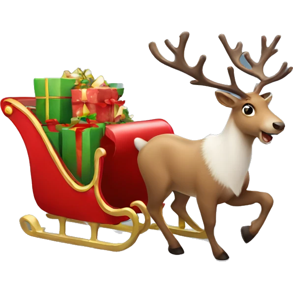 Reindeer with Christmas sleigh emoji