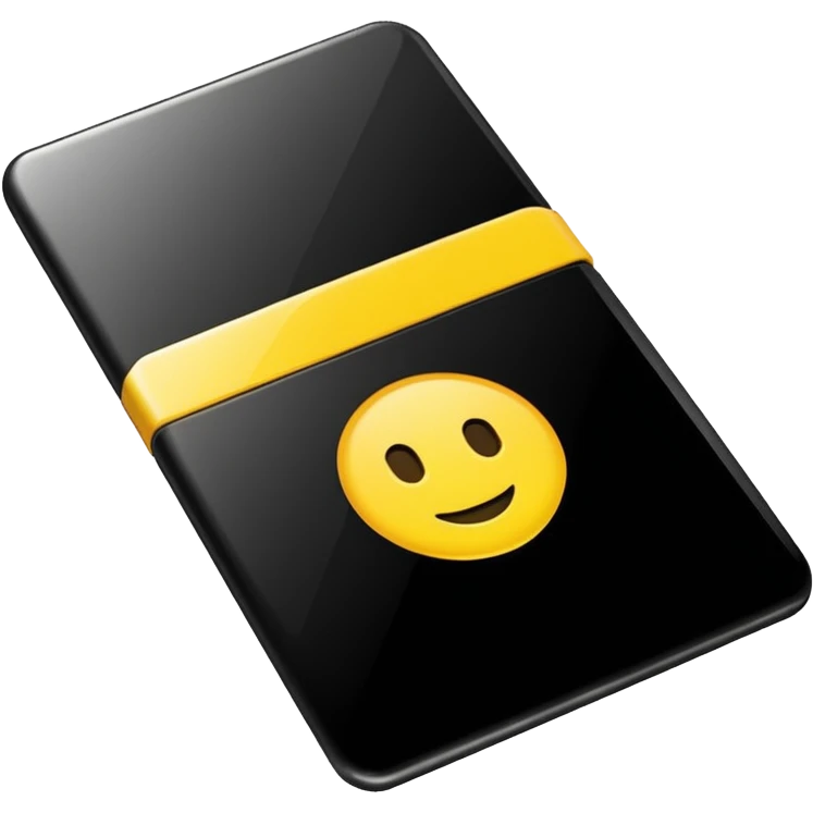 a sleek black yellow card emoji