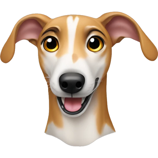 Fawn tiger greyhound licks the screen emoji