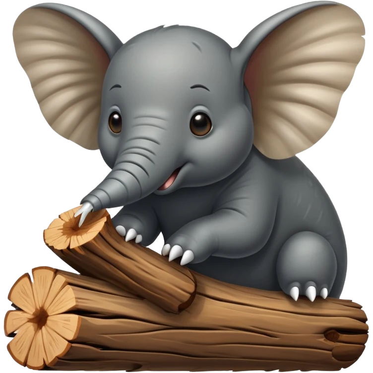 An elephant fly gnawing a log like a beaver emoji