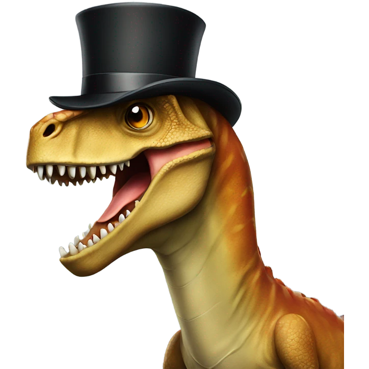 Dinosaur with top hat emoji