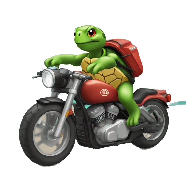 tortue sur une moto emoji