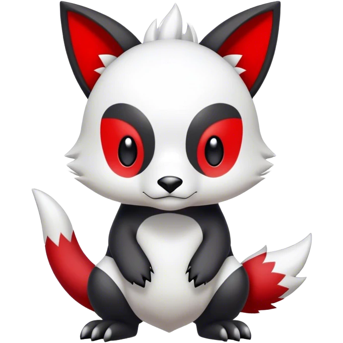 Cute cool black red white animal hybrid Fakemon full body emoji
