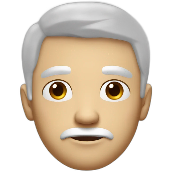 Man looking emotionless or depressed, white short hair, white skin, red nose and wrinkled and without facial hair emoji