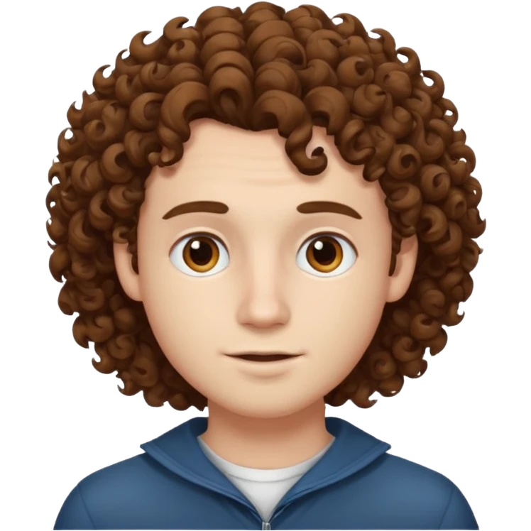 a young man, white skin, curly hair emoji
