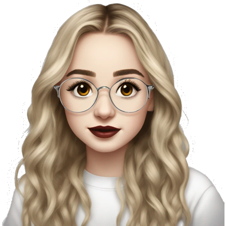 Sabrina Carpenter com óculos de grau estilo aviador transparente emoji