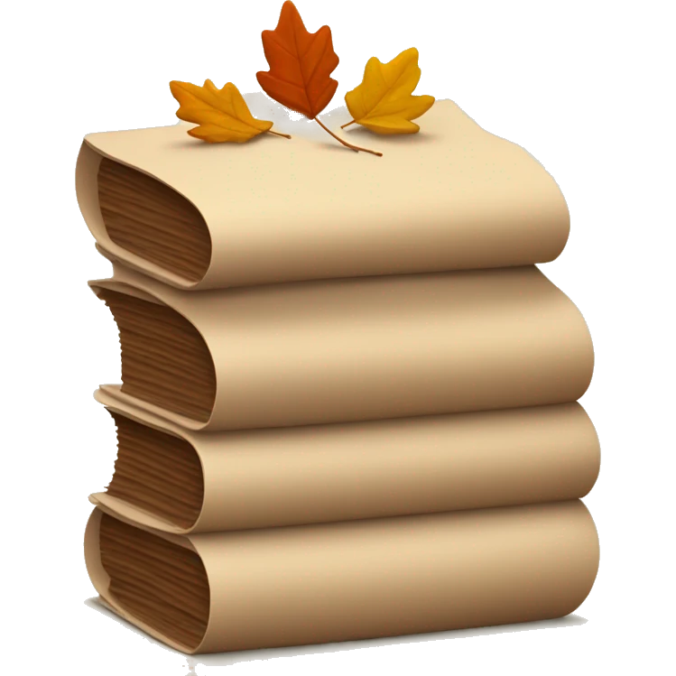 brown stack of letters and autumn leaf emoji