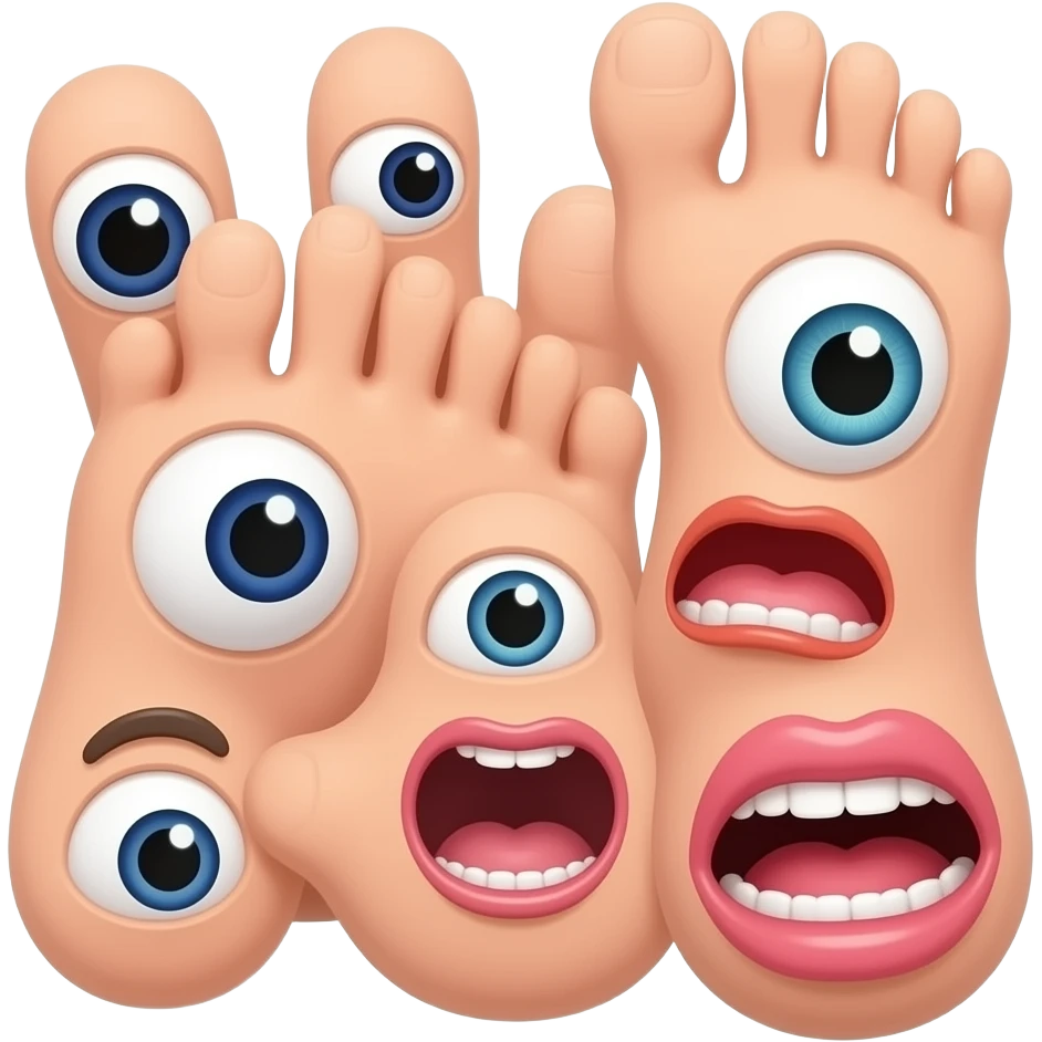 a lot of random fingers and toes creepily mixed together with random eyes and mouths emoji