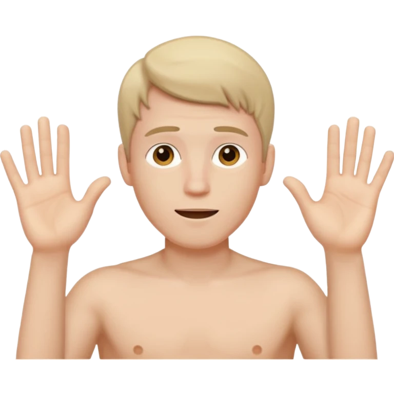 Guy emoji with hands up and out saying why with his penis showing emoji
