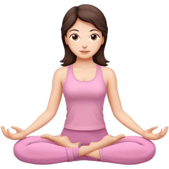 brunette yoga girl light pink clothes n emoji
