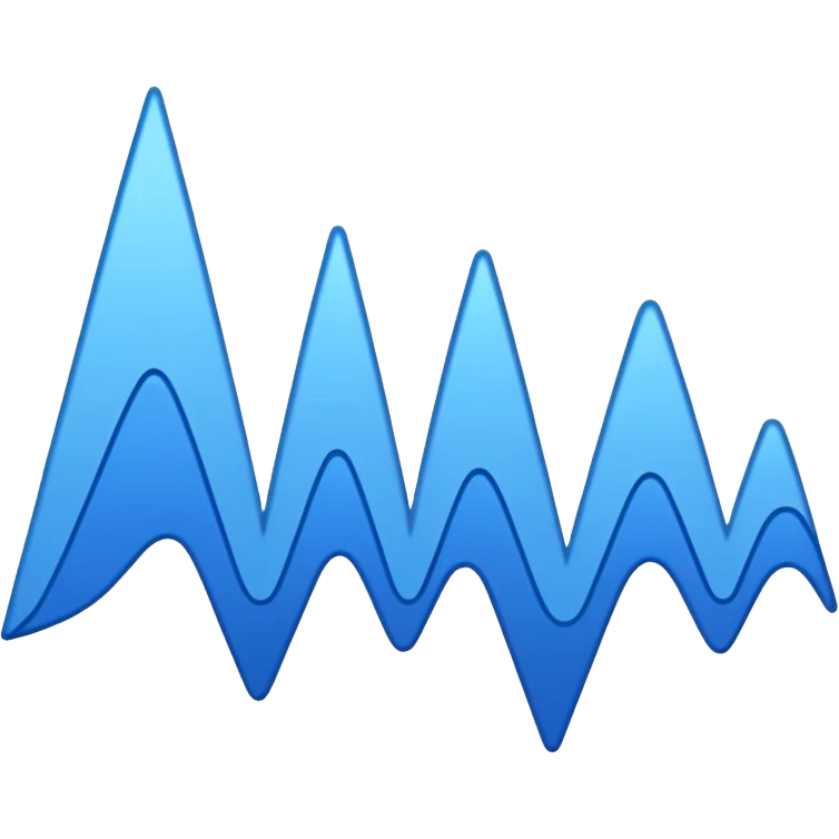 logo on white background showing a waveform morphing into text. Clean blue and white geometric emoji
